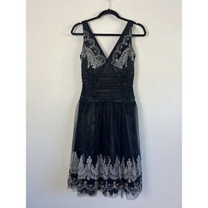 Scott McClintock Vintage Black Beaded Sleeveless Fit & Flare Cocktail Dress Sz 6